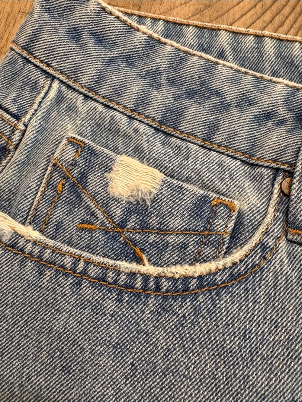 Unpublished Embroidered Light Blue Denim Cutoff Shorts 708 - Picture 7 of 11